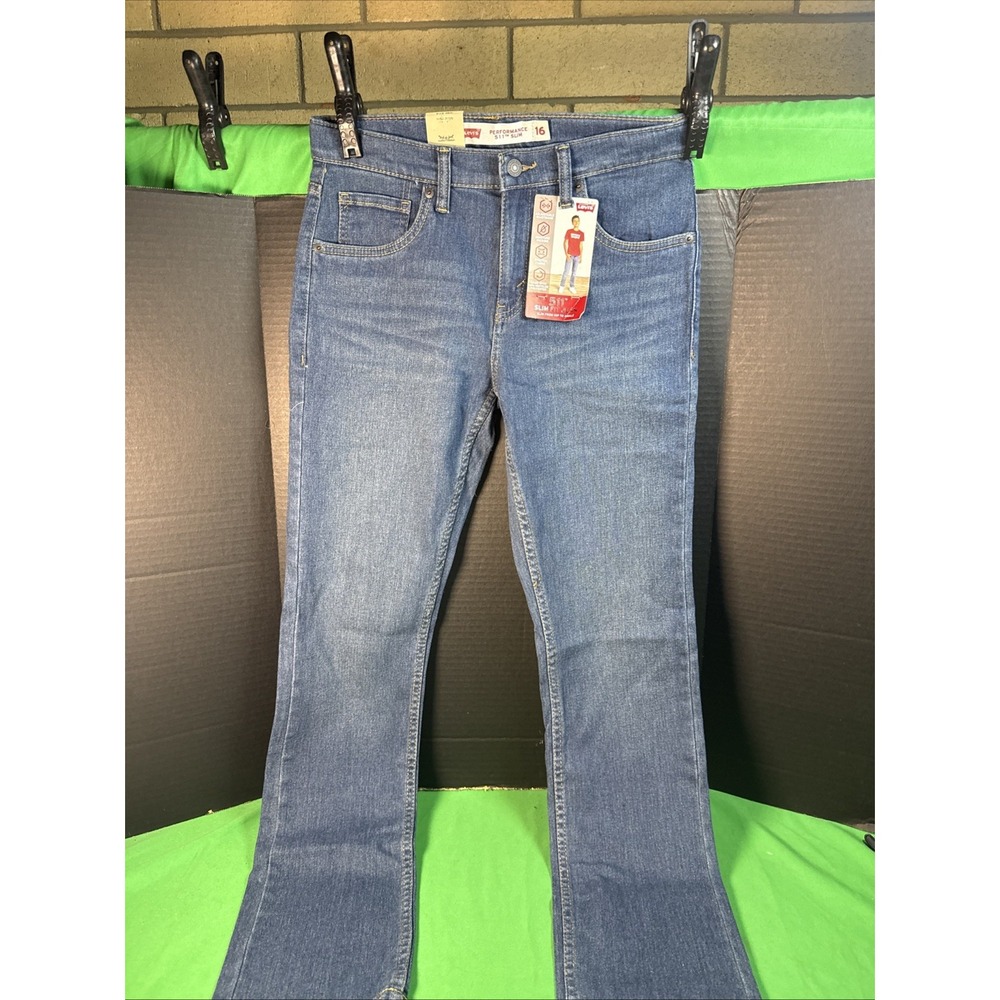 Levi's Boys 511 Slim Fit Denim Jeans Size 16 Medium Wash Performance Stretch NWT